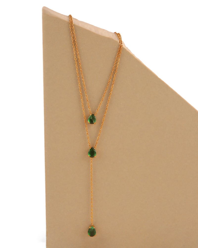 TAAHIRA Double Layered Emerald stone Neckalce - Image 2
